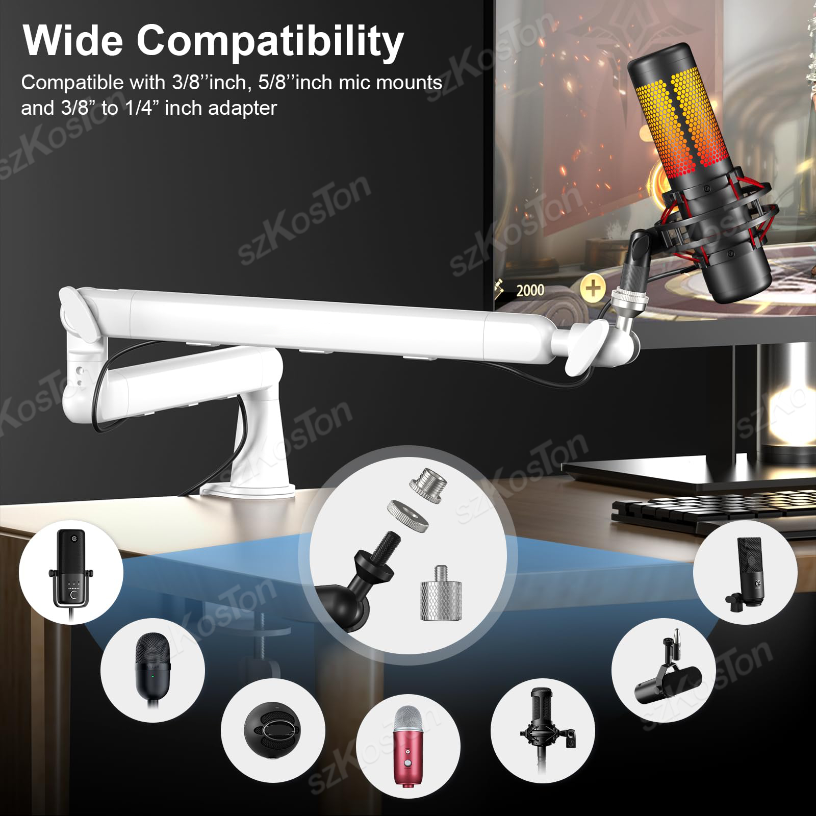 White Microphone Boom Arm Adju – обзор и цена Boom Arm Stand