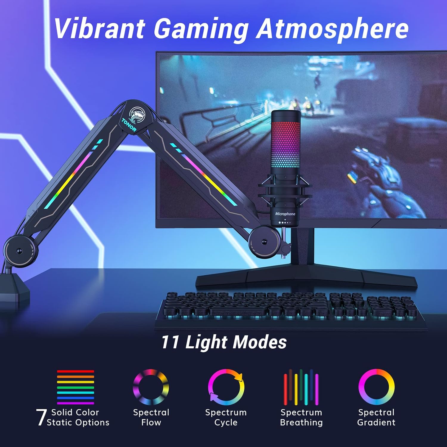 RGB Mic Stand with 11 Light Mo – обзор и цена Boom Arm Stand