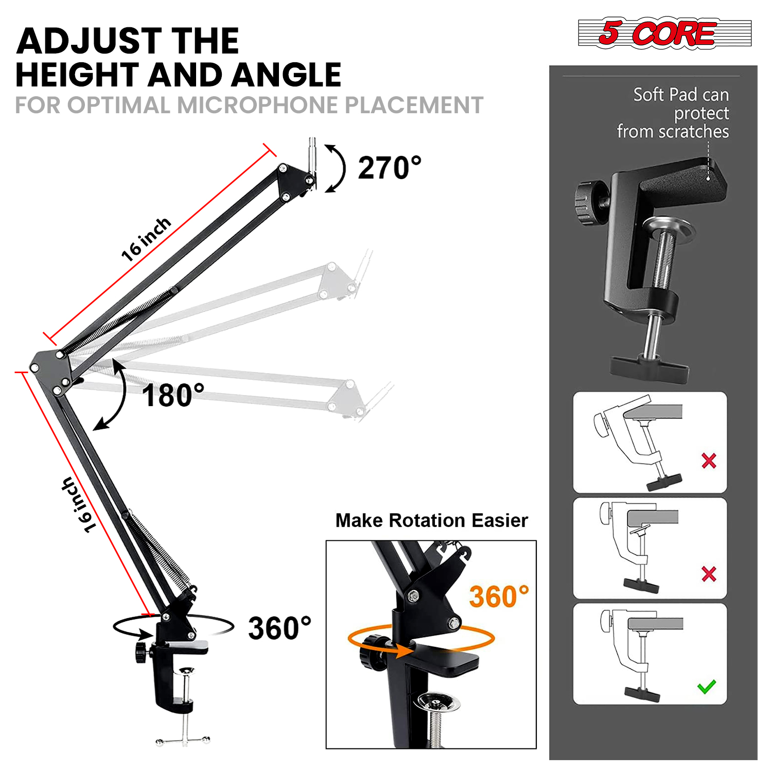 5 Core Microphone Stand Suspen – обзор и цена Boom Arm Stand