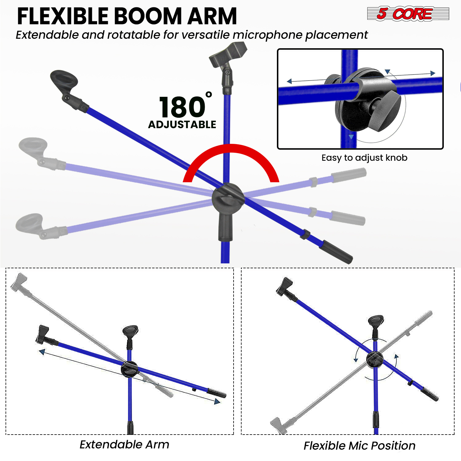 5 Core Mic Stand Floor Height  – обзор и цена Boom Arm Stand